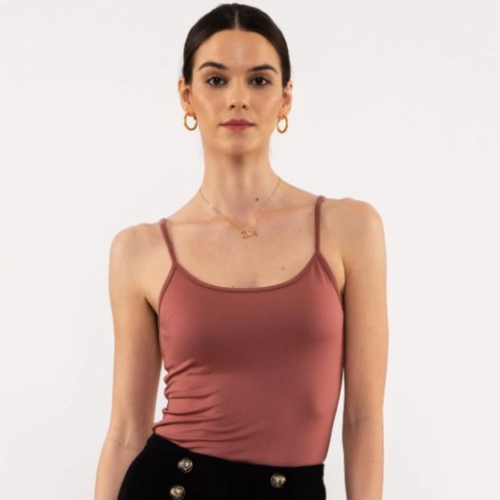 Solid Knit Camisole Tank Top- Dusty Mauve
